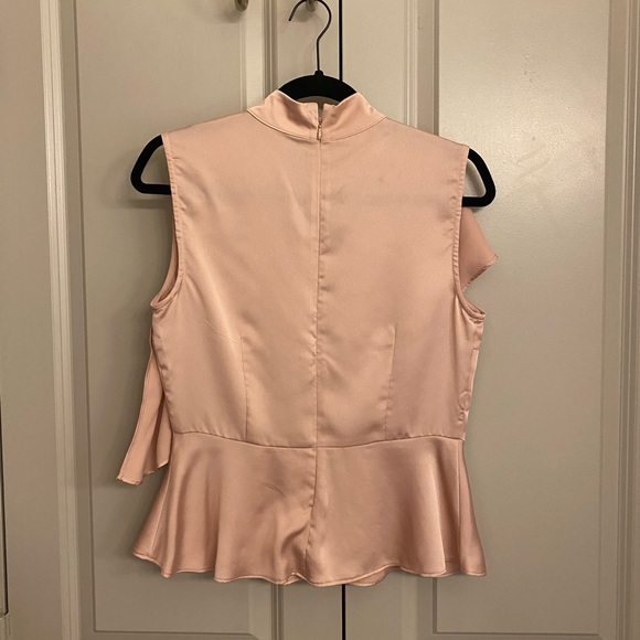 NWOT Zara Blush Silk Ruffle Top - Picture 3 of 4
